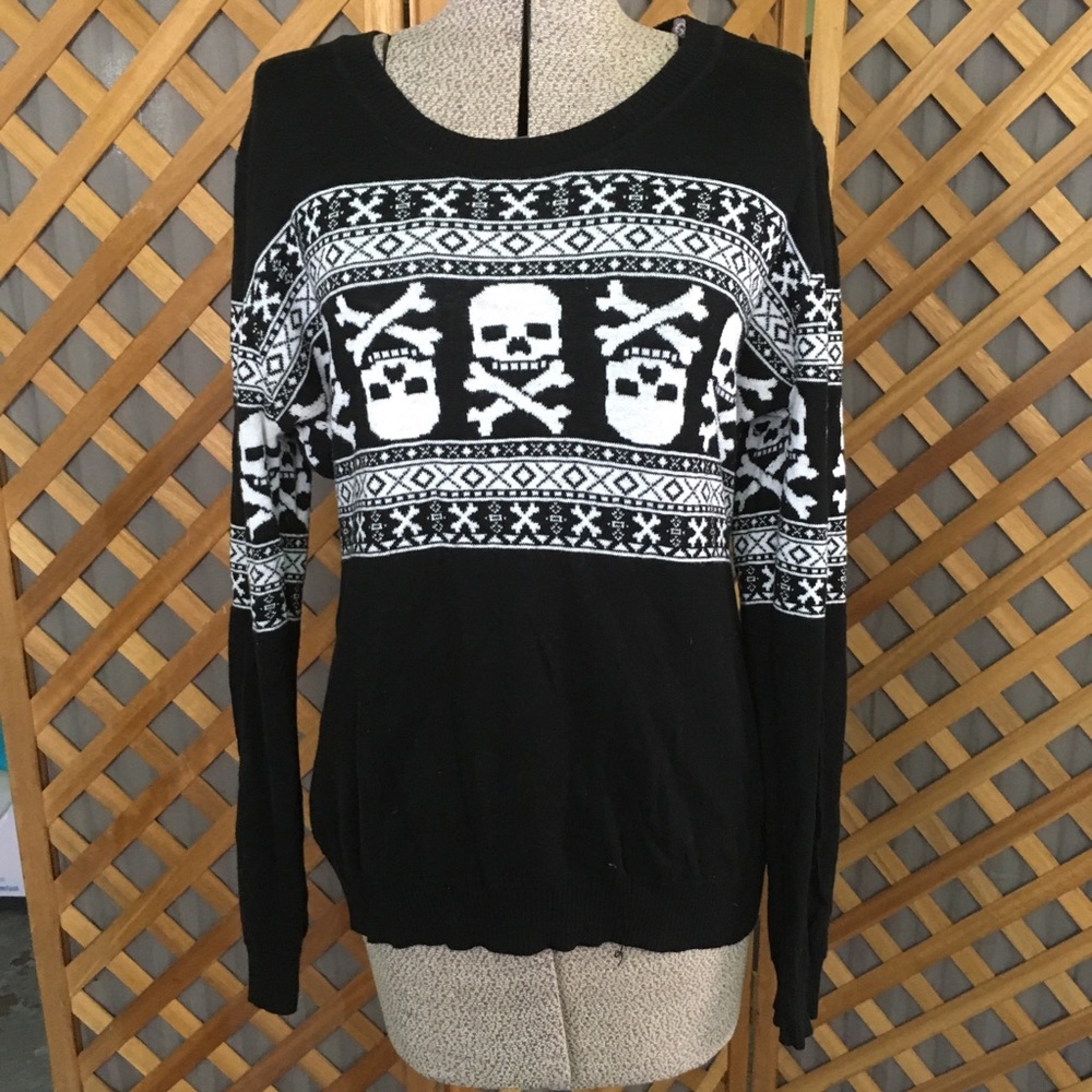 Skull Halloween Pull Over Sweater XXL Goth Retro